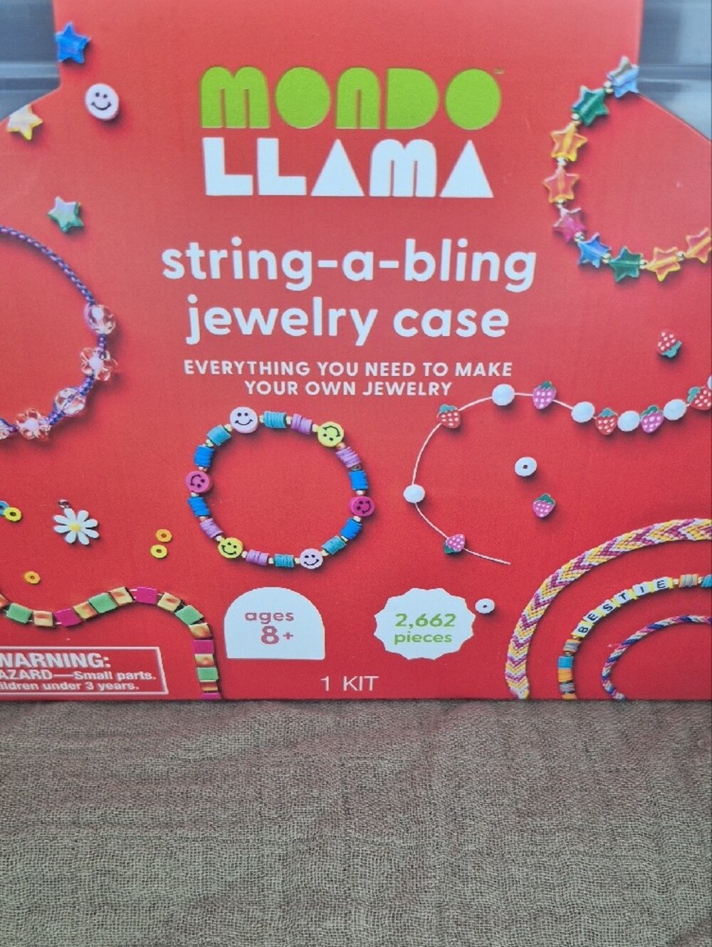 Mondo Llama String-a-Bling Jewelry Case Kit - Clear with Turquoise Handle - Picture 2 of 8